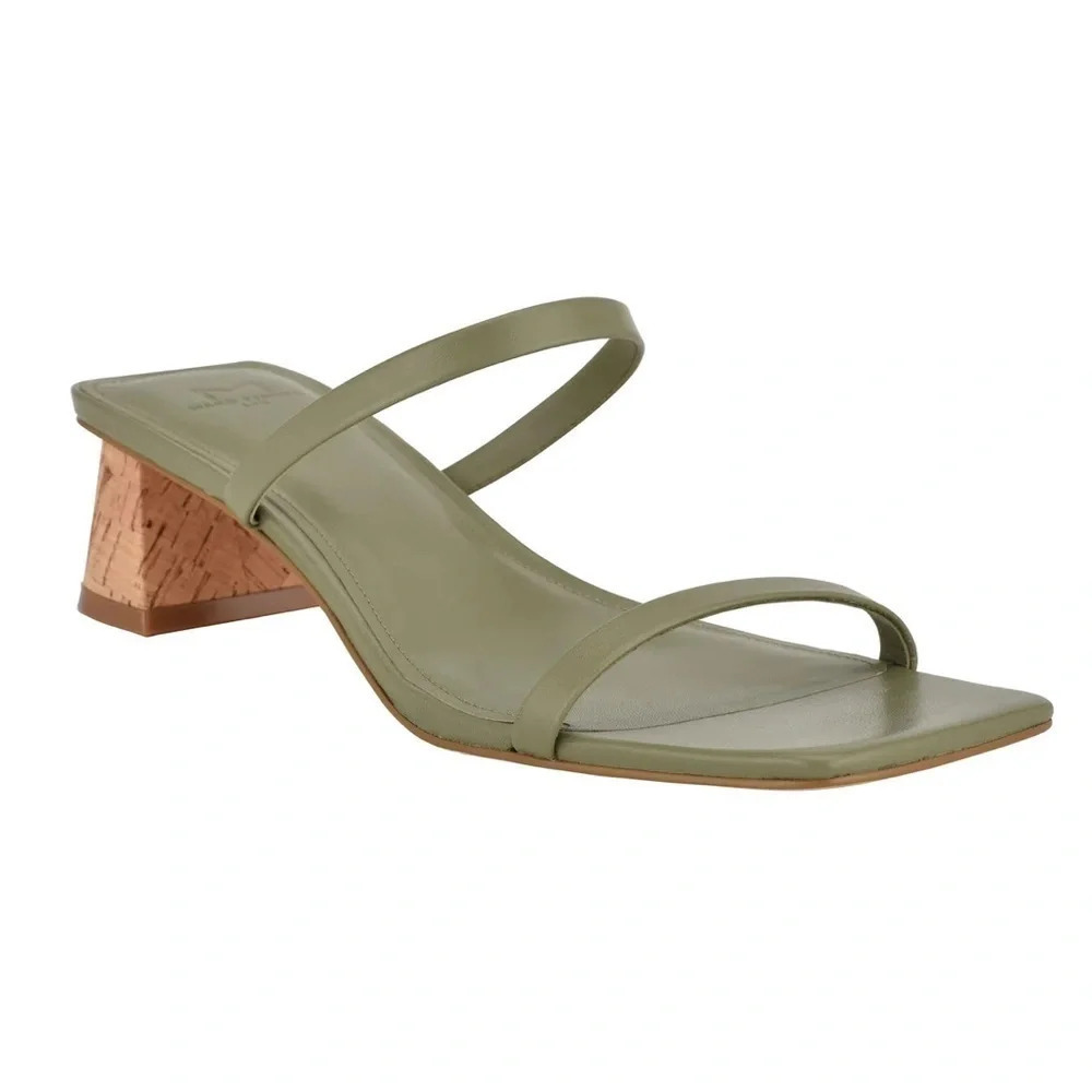 Marc Fisher LTD BRENT HEELED SLIDE SANDAL 7M Leather Square toe - Picture 11 of 11